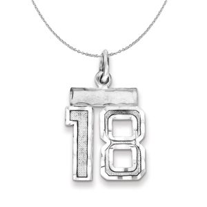 Sterling Silver, Varsity Collection, Small D/C Number 18 Necklace