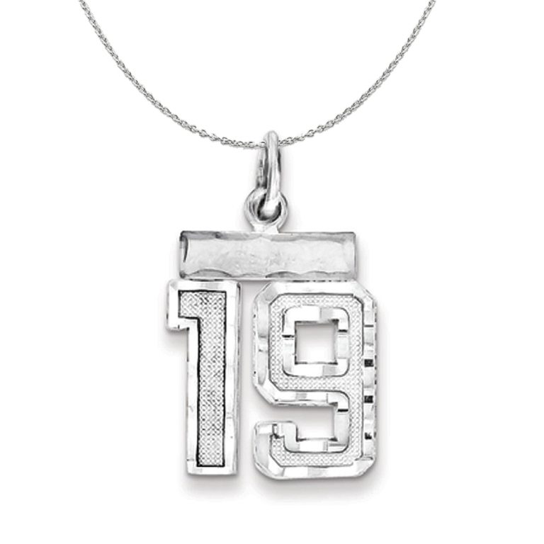 Sterling Silver, Varsity Collection, Small D/C Number 19 Necklace