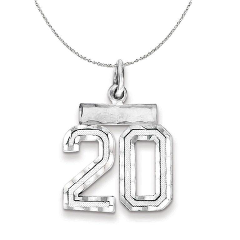 Sterling Silver, Varsity Collection, Small D/C Number 20 Necklace