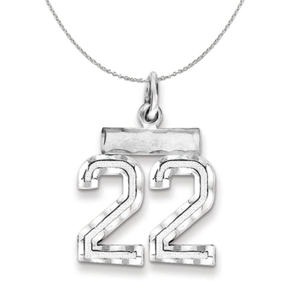 Sterling Silver, Varsity Collection, Small D/C Number 22 Necklace