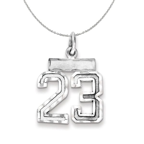 Sterling Silver, Varsity Collection, Small D/C Number 23 Necklace