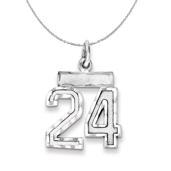 Sterling Silver, Varsity Collection, Small D/C Number 24 Necklace