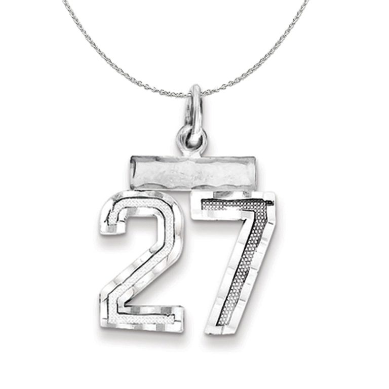 Sterling Silver, Varsity Collection, Small D/C Number 27 Necklace