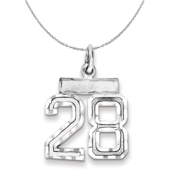 Sterling Silver, Varsity Collection, Small D/C Number 28 Necklace