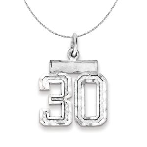 Sterling Silver, Varsity Collection, Small D/C Number 30 Necklace