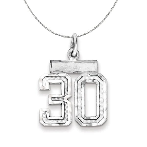 Sterling Silver, Varsity Collection, Small D/C Number 30 Necklace