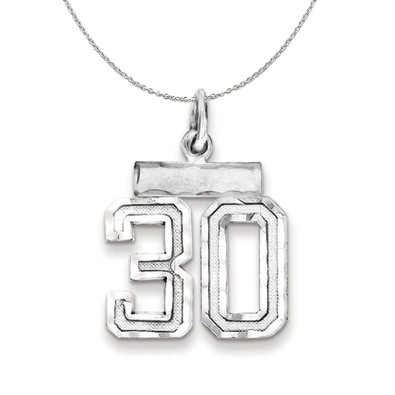 Sterling Silver, Varsity Collection, Small D/C Number 30 Necklace