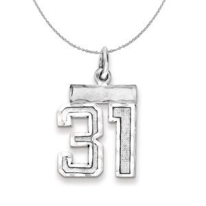 Sterling Silver, Varsity Collection, Small D/C Number 31 Necklace