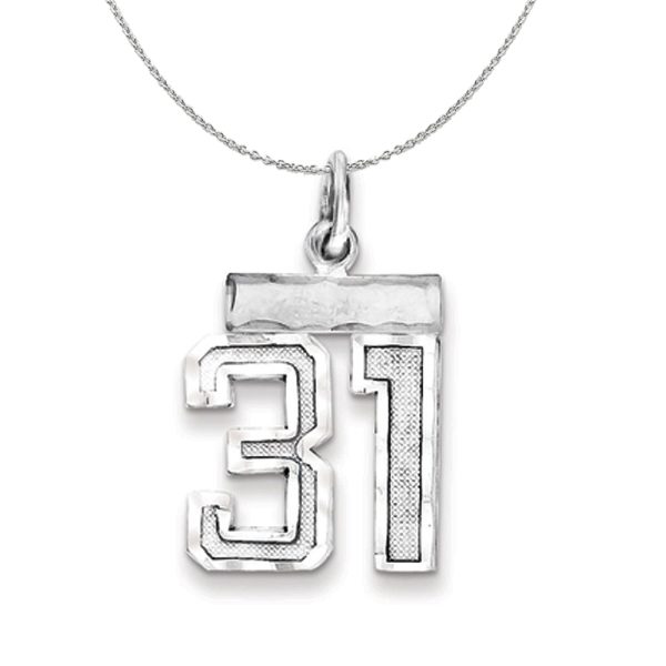 Sterling Silver, Varsity Collection, Small D/C Number 31 Necklace