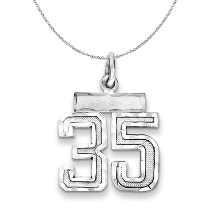 Sterling Silver, Varsity Collection, Small D/C Number 35 Necklace