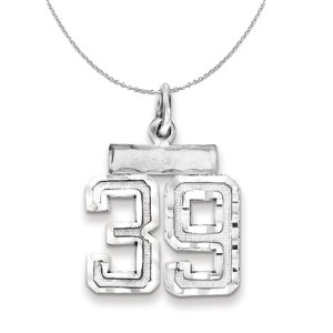 Sterling Silver, Varsity Collection, Small D/C Number 39 Necklace