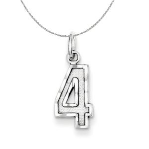 Sterling Silver, Varsity Collection, Small D/C Number 4 Necklace