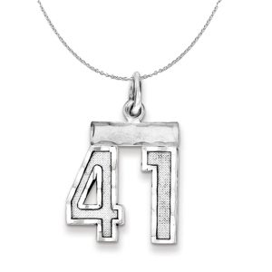 Sterling Silver, Varsity Collection, Small D/C Number 41 Necklace