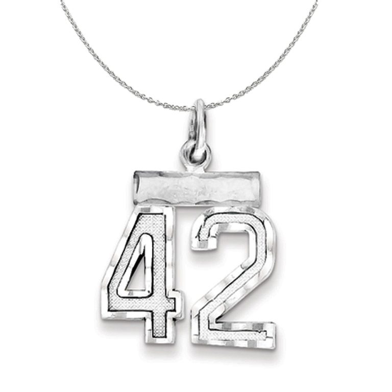 Sterling Silver, Varsity Collection, Small D/C Number 42 Necklace