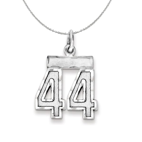 Sterling Silver, Varsity Collection, Small D/C Number 44 Necklace