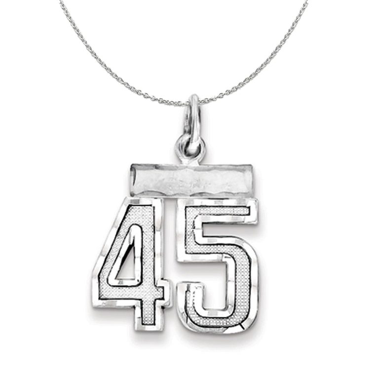 Sterling Silver, Varsity Collection, Small D/C Number 45 Necklace