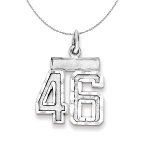 Sterling Silver, Varsity Collection, Small D/C Number 46 Necklace