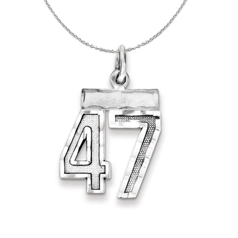 Sterling Silver, Varsity Collection, Small D/C Number 47 Necklace