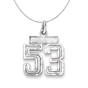 Sterling Silver, Varsity Collection, Small D/C Number 53 Necklace