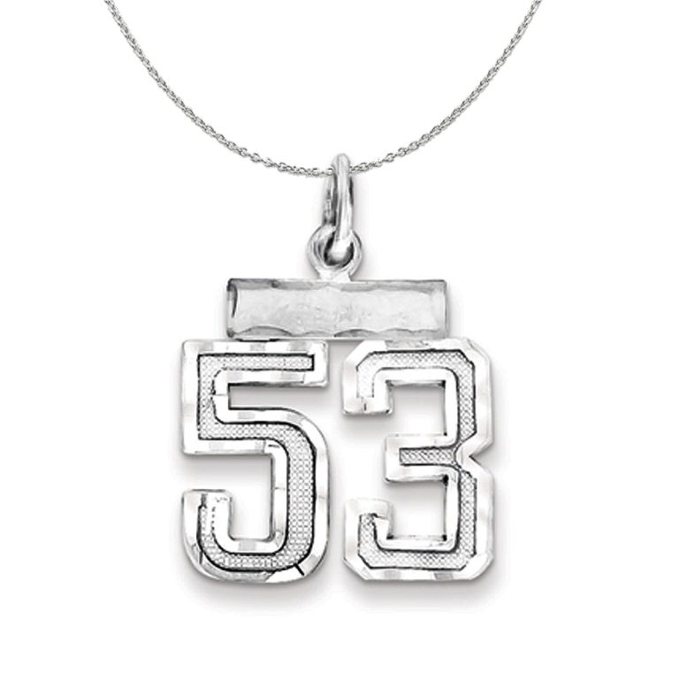 Sterling Silver, Varsity Collection, Small D/C Number 53 Necklace