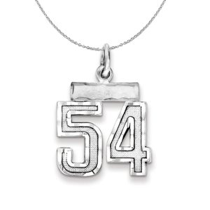 Sterling Silver, Varsity Collection, Small D/C Number 54 Necklace