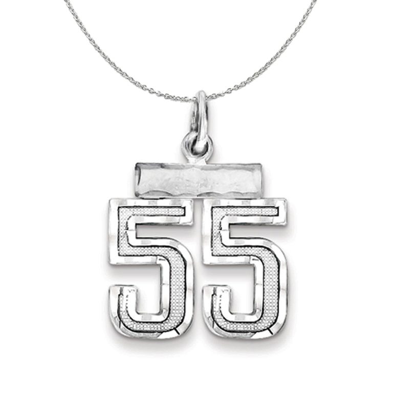 Sterling Silver, Varsity Collection, Small D/C Number 55 Necklace