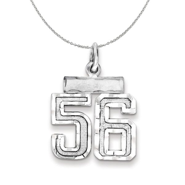 Sterling Silver, Varsity Collection, Small D/C Number 56 Necklace