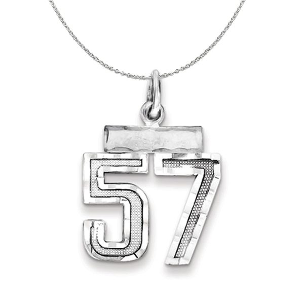 Sterling Silver, Varsity Collection, Small D/C Number 57 Necklace