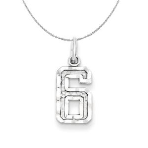 Sterling Silver, Varsity Collection, Small D/C Number 6 Necklace