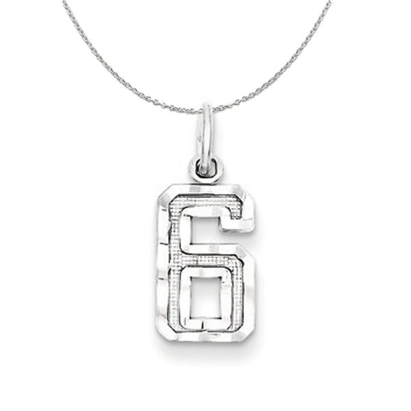 Sterling Silver, Varsity Collection, Small D/C Number 6 Necklace