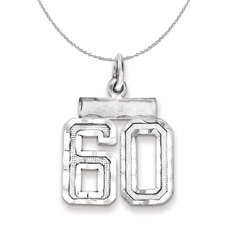 Sterling Silver, Varsity Collection, Small D/C Number 60 Necklace