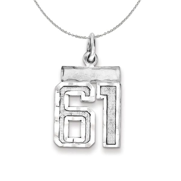 Sterling Silver, Varsity Collection, Small D/C Number 61 Necklace