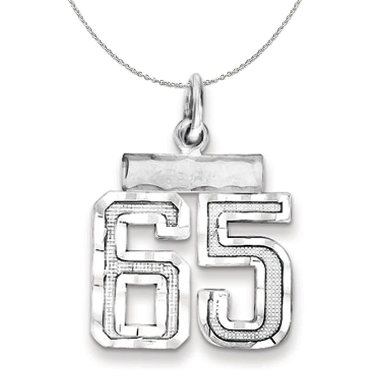 Sterling Silver, Varsity Collection, Small D/C Number 65 Necklace