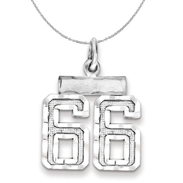 Sterling Silver, Varsity Collection, Small D/C Number 66 Necklace