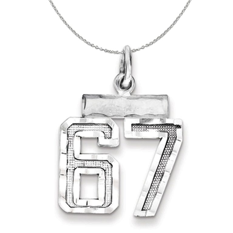 Sterling Silver, Varsity Collection, Small D/C Number 67 Necklace