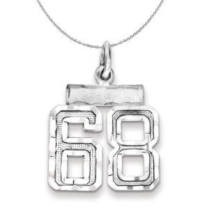 Sterling Silver, Varsity Collection, Small D/C Number 68 Necklace