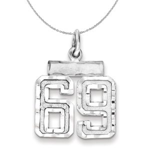 Sterling Silver, Varsity Collection, Small D/C Number 69 Necklace