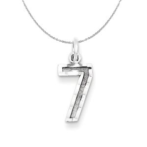 Sterling Silver, Varsity Collection, Small D/C Number 7 Necklace