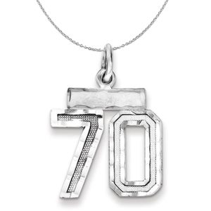 Sterling Silver, Varsity Collection, Small D/C Number 70 Necklace