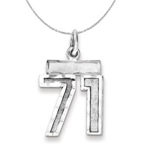 Sterling Silver, Varsity Collection, Small D/C Number 71 Necklace