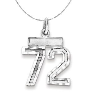 Sterling Silver, Varsity Collection, Small D/C Number 72 Necklace