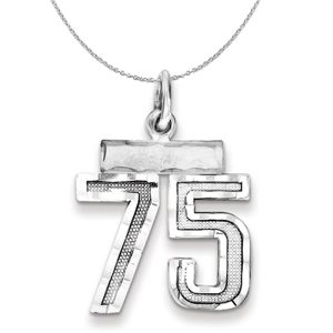 Sterling Silver, Varsity Collection, Small D/C Number 75 Necklace