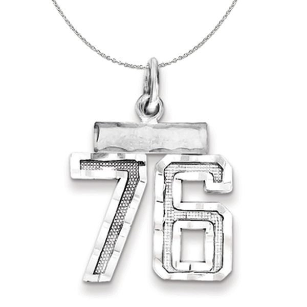 Sterling Silver, Varsity Collection, Small D/C Number 76 Necklace