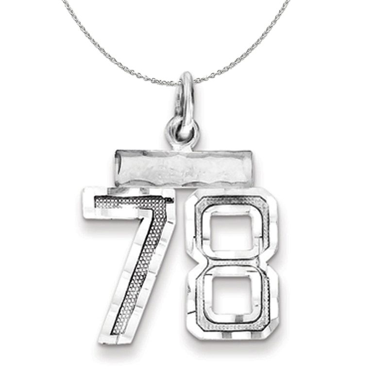 Sterling Silver, Varsity Collection, Small D/C Number 78 Necklace