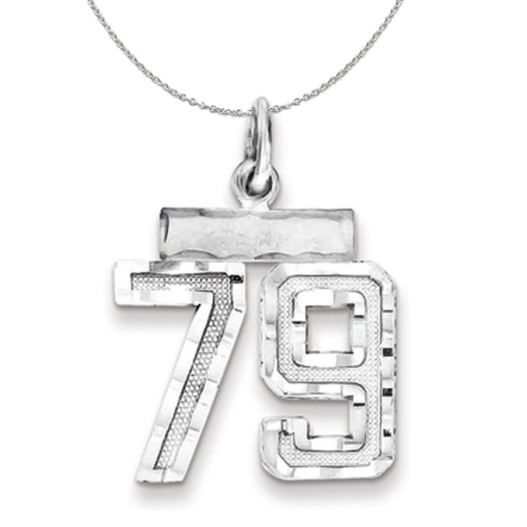 Sterling Silver, Varsity Collection, Small D/C Number 79 Necklace