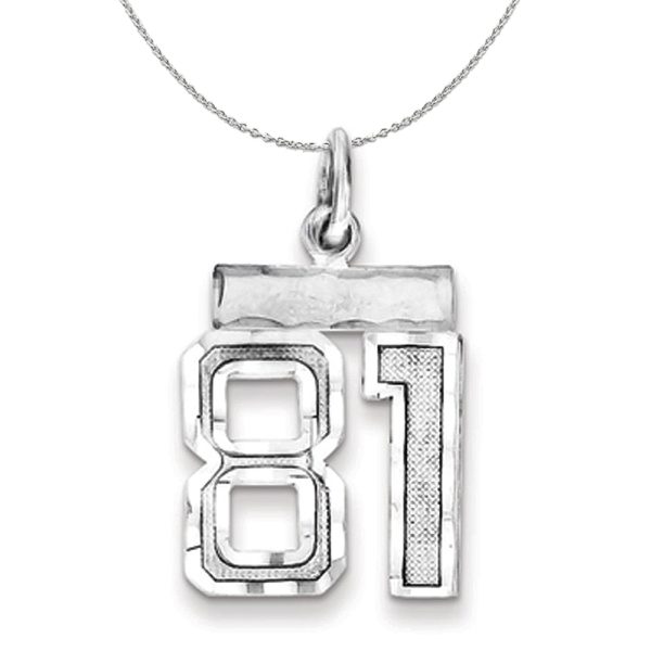 Sterling Silver, Varsity Collection, Small D/C Number 81 Necklace