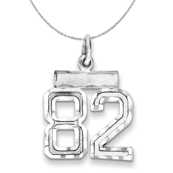 Sterling Silver, Varsity Collection, Small D/C Number 82 Necklace