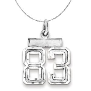 Sterling Silver, Varsity Collection, Small D/C Number 83 Necklace