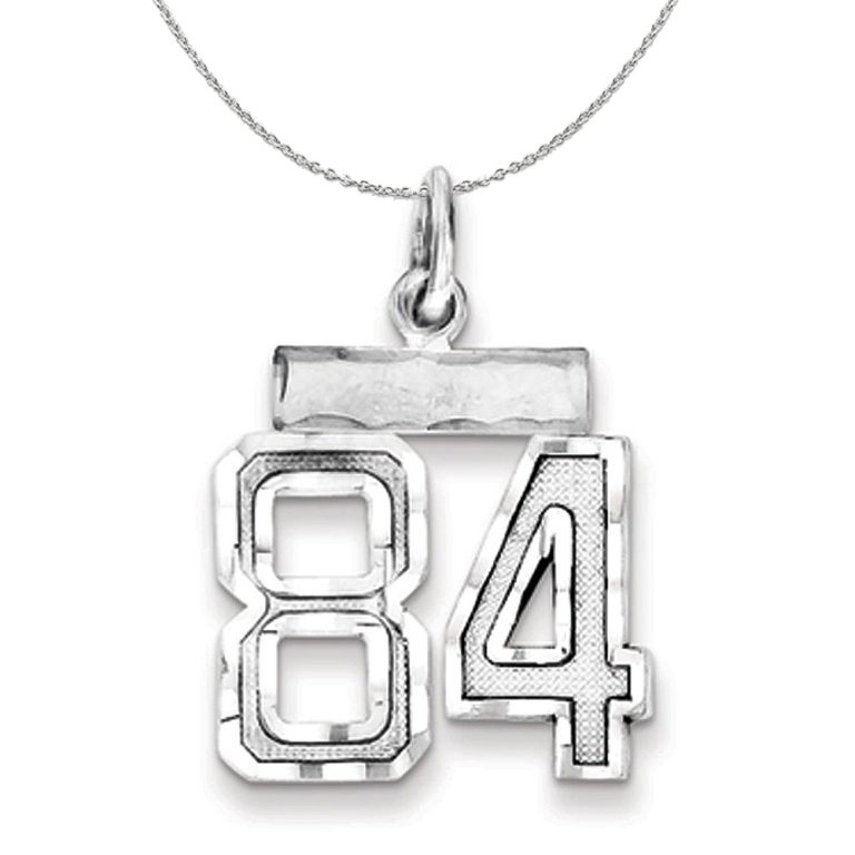 Sterling Silver, Varsity Collection, Small D/C Number 84 Necklace