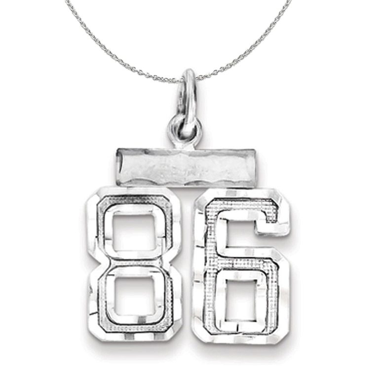 Sterling Silver, Varsity Collection, Small D/C Number 86 Necklace